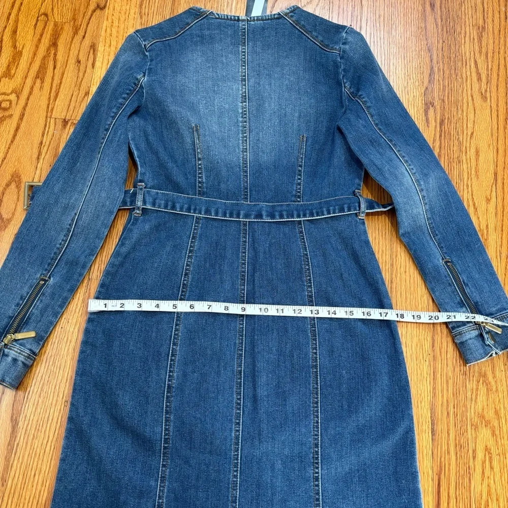 BWT INC International Concepts denim blue shirtdress gold zipper trench dress 2 - Picture 16 of 16